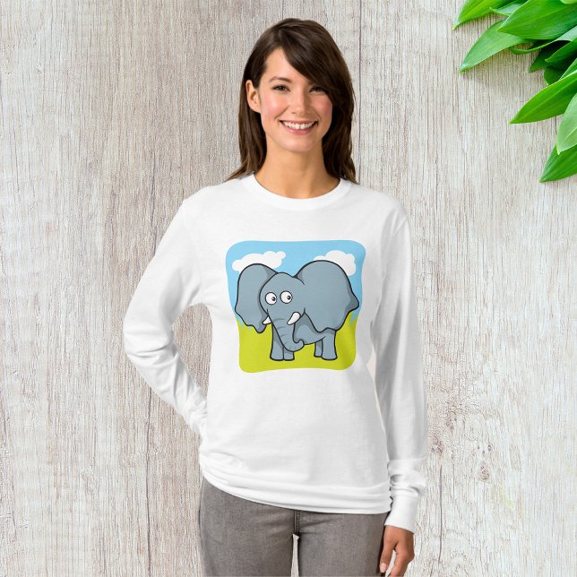 Cute Cartoon Elephant Fun Jungle Animal  T-Shirt (Creator Uploaded)
