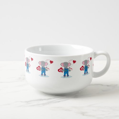 Cute Cartoon Elephant Hearts Kid Cereal Mug