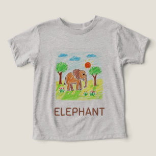 Cute Cartoon Elephant - Kids Animal Art Toddler T-shirt