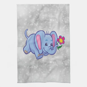 Cute cartoon elephant kitchen towel