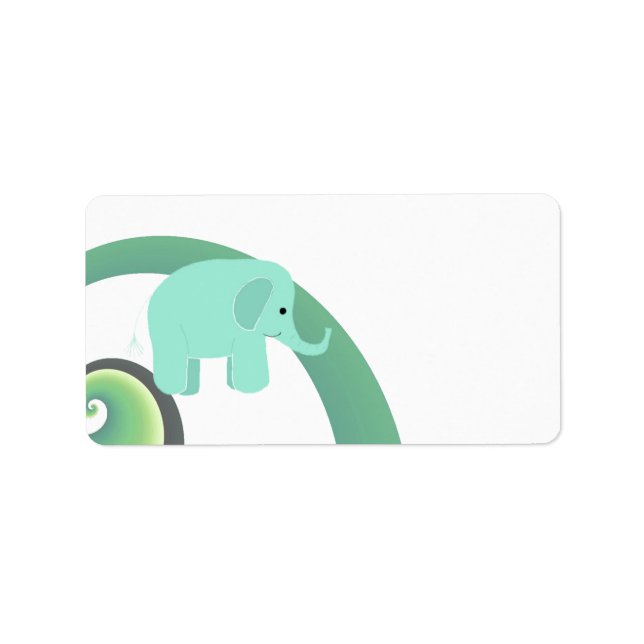 Cute Cartoon Elephant Label (Front)