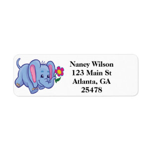 Cute cartoon elephant label