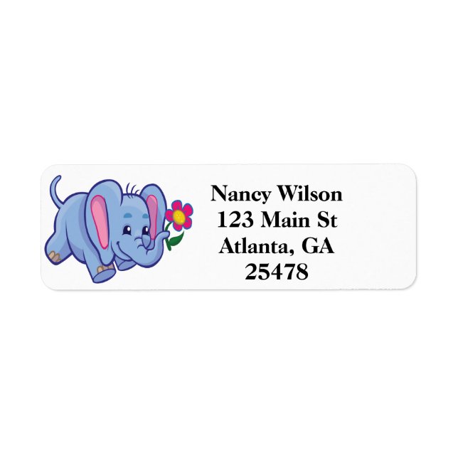 Cute cartoon elephant label (Front)