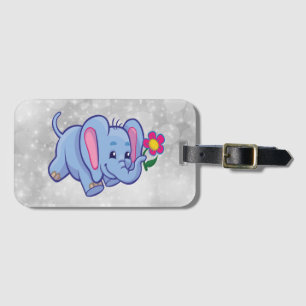 Cute cartoon elephant luggage tag