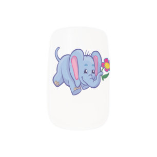 Cute cartoon elephant minx nail art