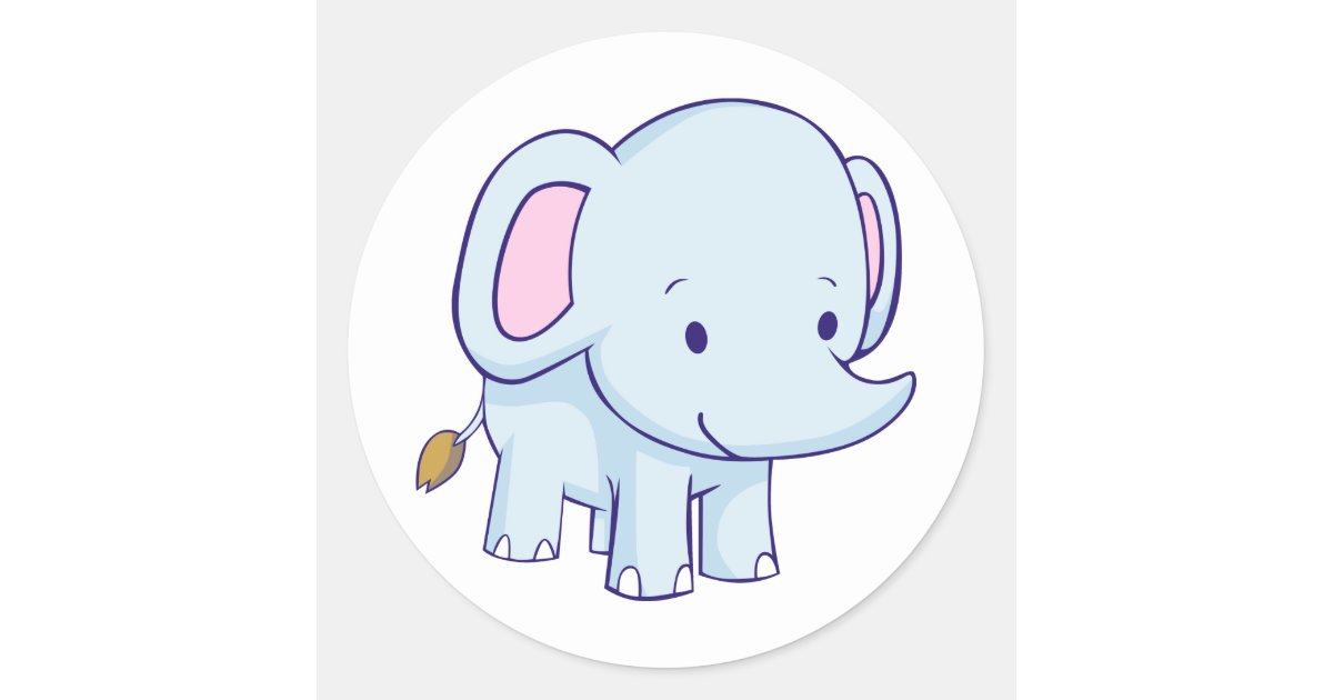 Cute Cartoon Elephant Shirts Classic Round Sticker Zazzle Com