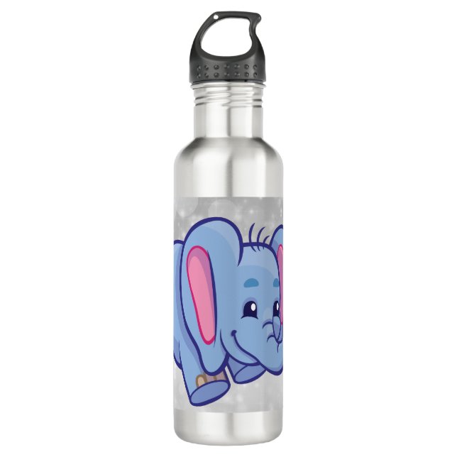 Cute cartoon elephant stainless steel water bottle (Front)