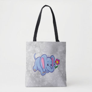 Cute cartoon elephant tote bag