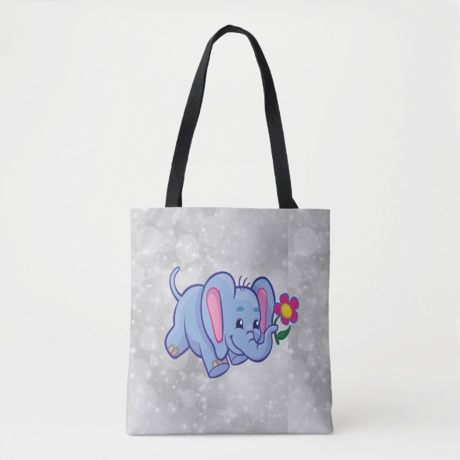 Cute cartoon elephant tote bag (Front)