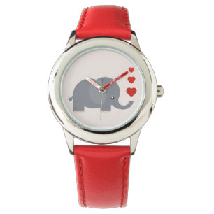 Cute cartoon elephant with hearts kid's watch