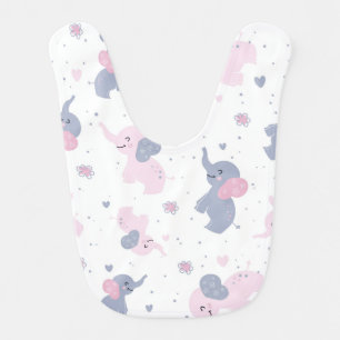 Cute cartoon elephants pattern  baby bib