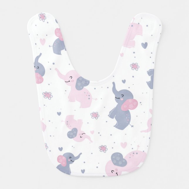 Cute cartoon elephants pattern  baby bib (Front)