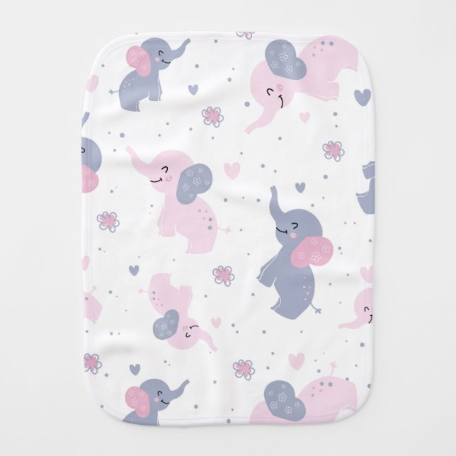 Cute cartoon elephants pattern baby burp cloth (Front)
