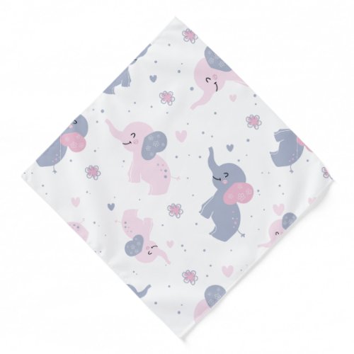 Cute cartoon elephants pattern bandana