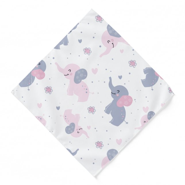 Cute cartoon elephants pattern bandana (Front)