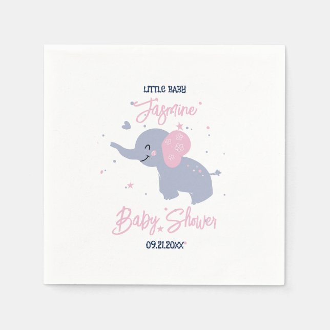 Cute cartoon elephants pattern on navy blue napkins (Front)