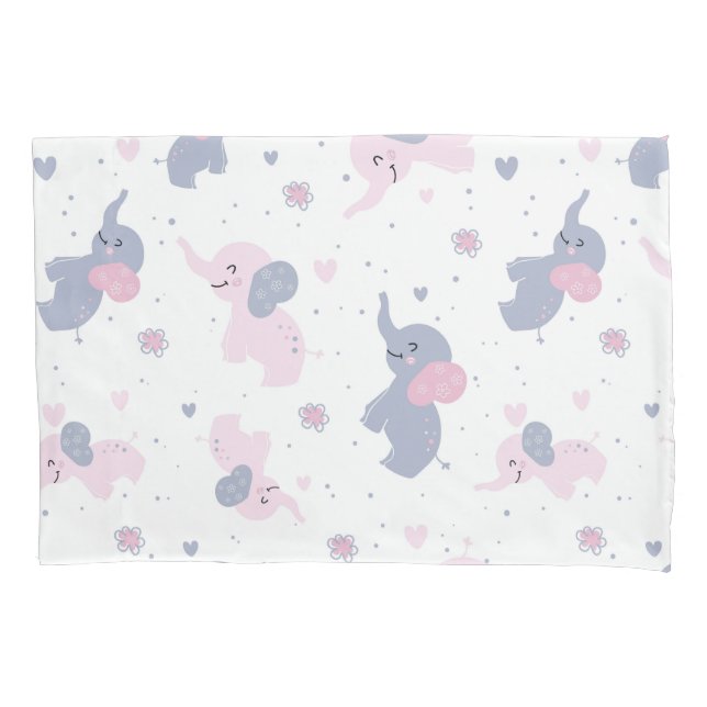 Cute cartoon elephants pattern pillow case (Front)