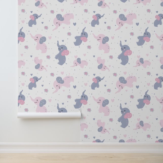 Cute cartoon elephants pattern wallpaper  (Application)