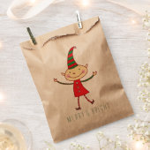Cute Cartoon Elf Magical Christmas Kid's Holiday Favor Bag (Clipped)