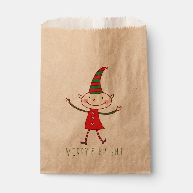 Cute Cartoon Elf Magical Christmas Kid's Holiday Favor Bag (Front)