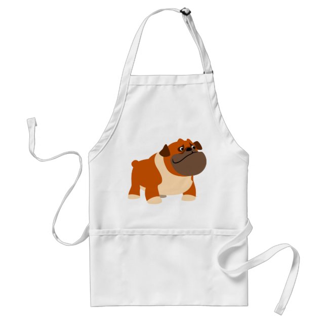 Cute Cartoon English Bulldog Cooking Apron (Front)