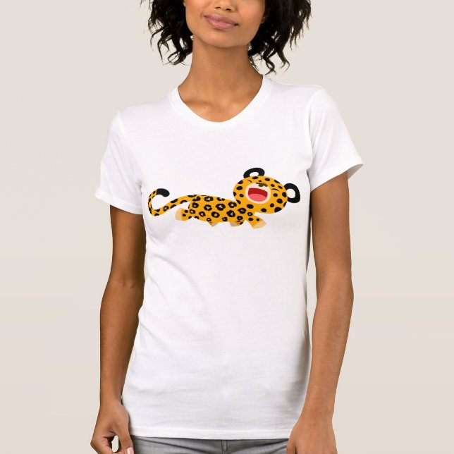 Cute Cartoon Facetious Leopard Women T-Shirt (Front)