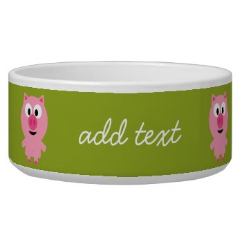 Cute Cartoon Farm Pig - Pink And Lime Green Bowl by GotchaShop at Zazzle