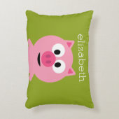 Cute Cartoon Farm Pig - Pink and Lime Green Decorative Pillow (Front(Vertical))