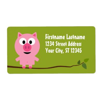 Cute Cartoon Farm Pig - Pink And Lime Green Label by GotchaShop at Zazzle