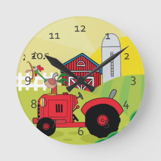 Cute Cartoon Farm Round Clock