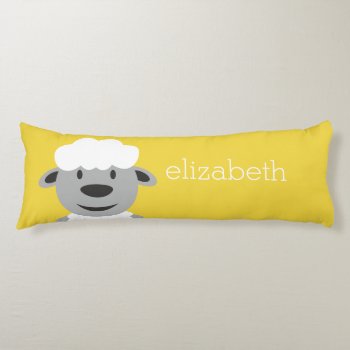 Cute Cartoon Farm Sheep - Yellow And Gray Body Pillow by GotchaShop at Zazzle