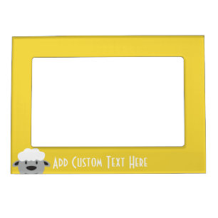 Cute Cartoon Farm Sheep - yellow and gray Magnetic Frame