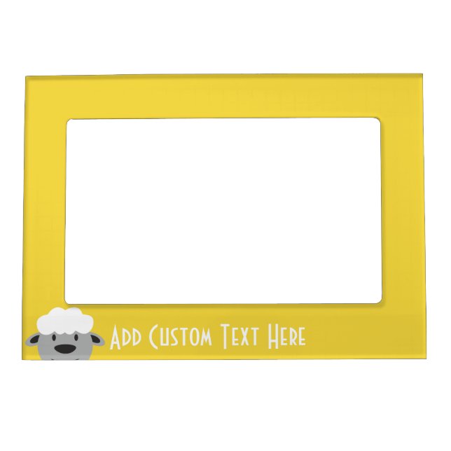 Cute Cartoon Farm Sheep - yellow and gray Magnetic Frame (Front)
