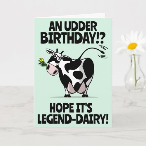 Cute Cartoon Farmyard Cow Happy Birthday Card