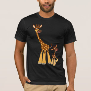 Cute Cartoon Father Giraffe and Calf T-Shirt