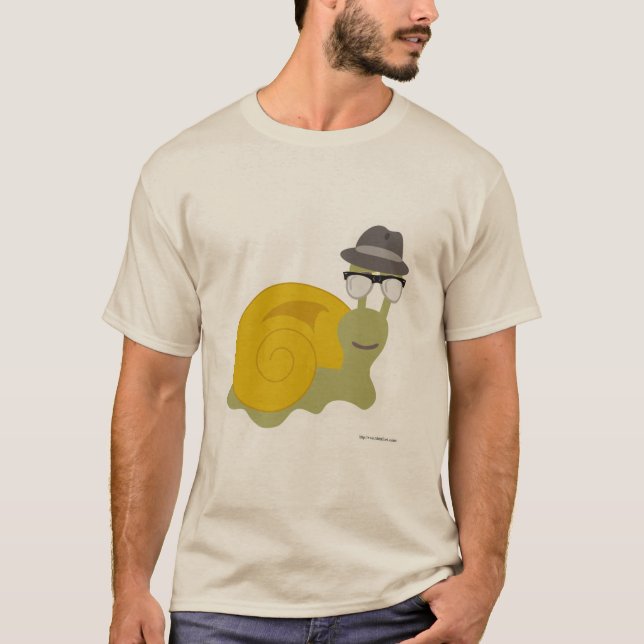 Cute Cartoon Fedora Hepcat Snail Character T-Shirt (Front)