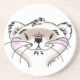 Cute Cartoon Ferret Face Drink Coaster