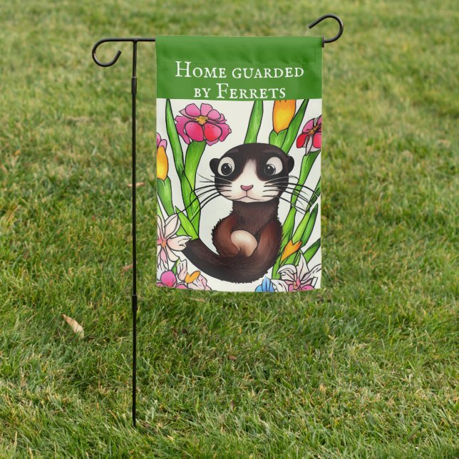 Cute Cartoon Ferret  Garden Flag (In SItu)