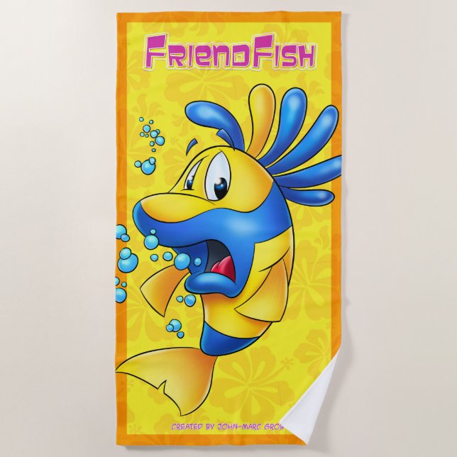 Cute cartoon fish beach towel (Front)