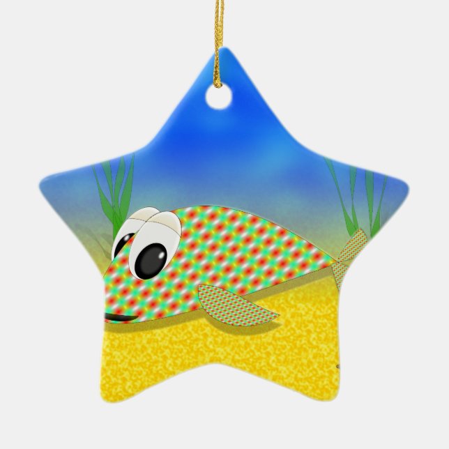 Cute Cartoon Fish Ceramic Ornament (Front)
