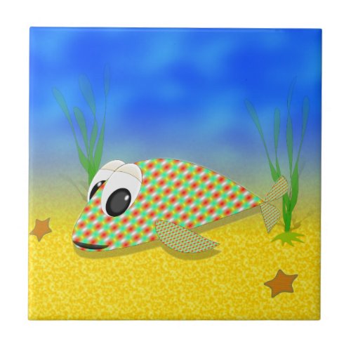 Cute Cartoon Fish Ceramic Tile