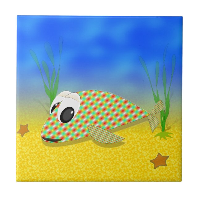 Cute Cartoon Fish Ceramic Tile (Front)
