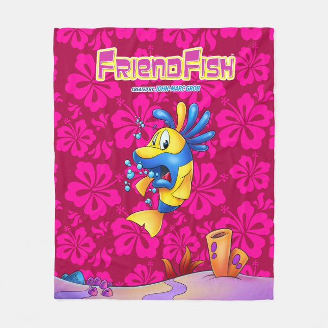 Cute cartoon fish fleece blanket (Front)