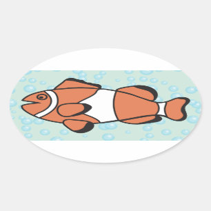 Cute Cartoon Fish Oval Sticker