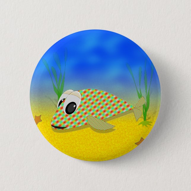 Cute Cartoon Fish Pinback Button (Front)
