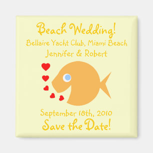 Cute Cartoon Fish Save The Date Beach Wedding Magnet