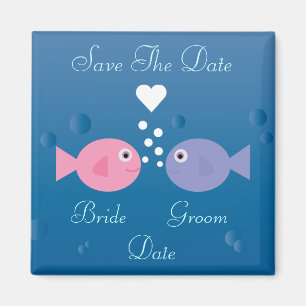 Cute Cartoon Fish Save The Date Customizable Magnet