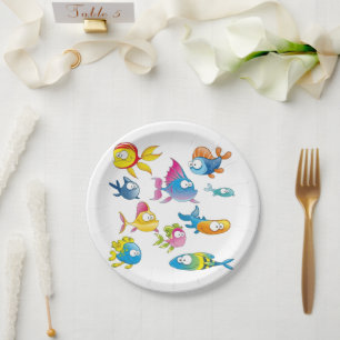 Cute Cartoon Fish School Under the Sea Party Paper Plates