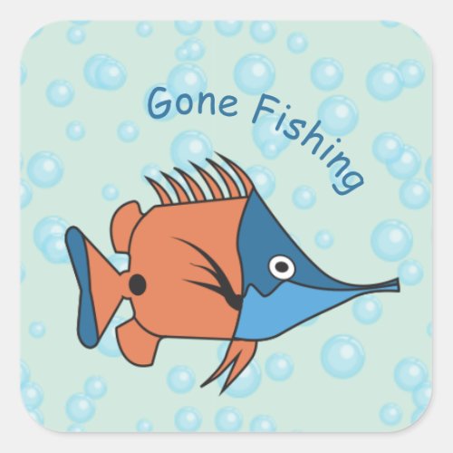 Cute Cartoon Fish Square Sticker