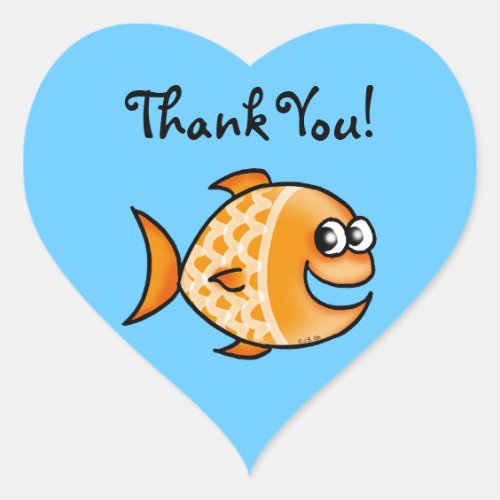Cute cartoon fish thank you heart sticker